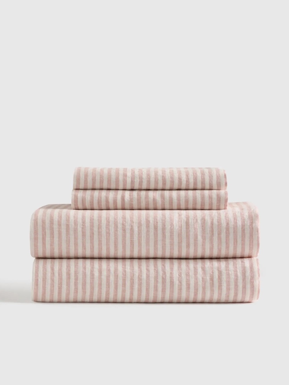 Quince European Linen Stripe King Sheet Set NWT | Dusty Mauve 100% Linen Sheets